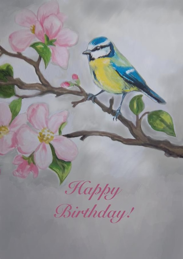 Beautiful, Delicate Bluetit Design Creates a Birthday Card They'll Treasure. created by Designs by Vivi