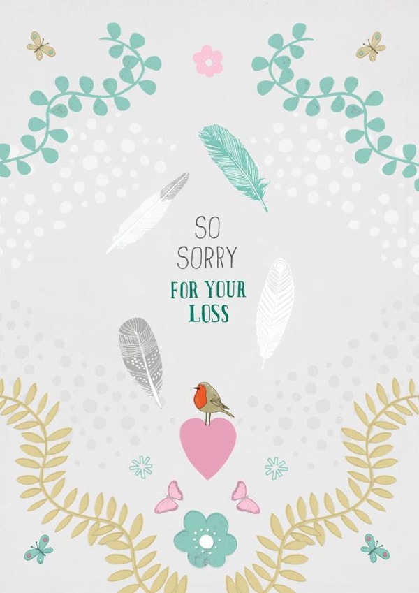 Sympathy Card - So sorry for your loss - robin created by Pencilface