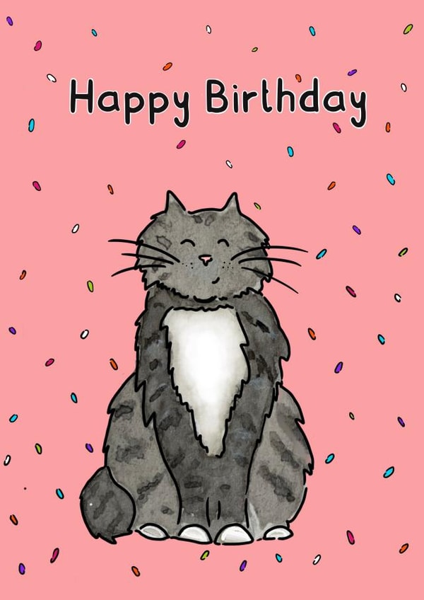 Cute Cat Confetti Happy Birthday Card created by Meg Lillicrap Studio
