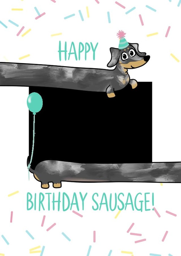 Cute Birthday Photo Card - Sausage Dog - Dachshund | thortful
