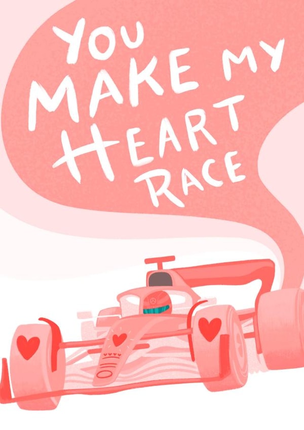 Cute Anniversary Card - Romantic Formula 1 - Heart Race created by URGHH Card Co.