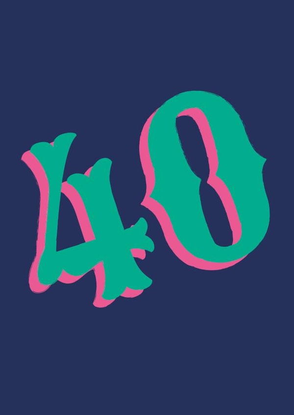 Retro 40th Birthday card with Bold Design 40 created by Hiya Pal