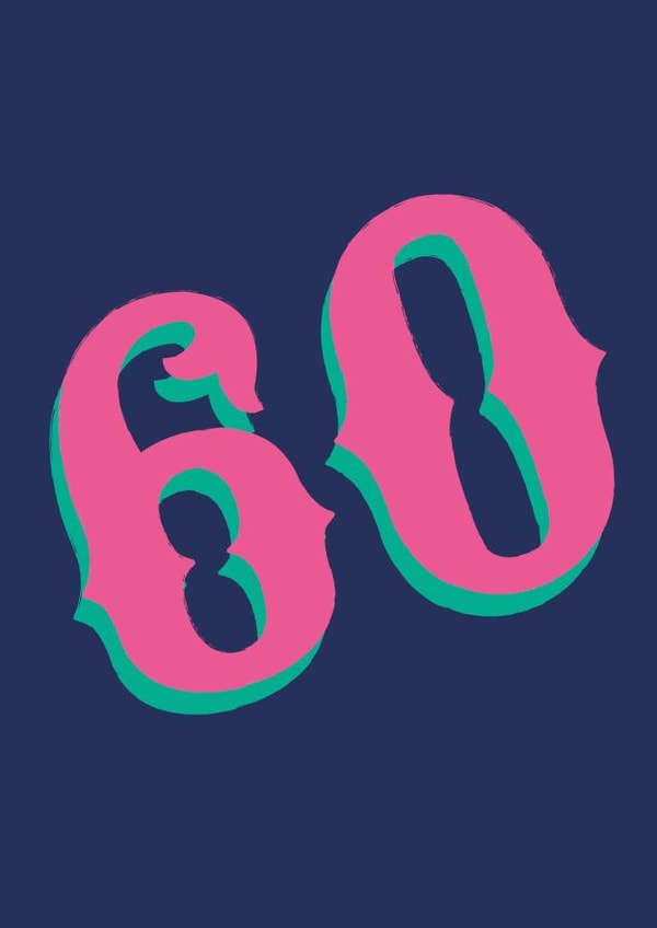 A Classy 60th Birthday card featuring a colourful and fun design created by Hiya Pal