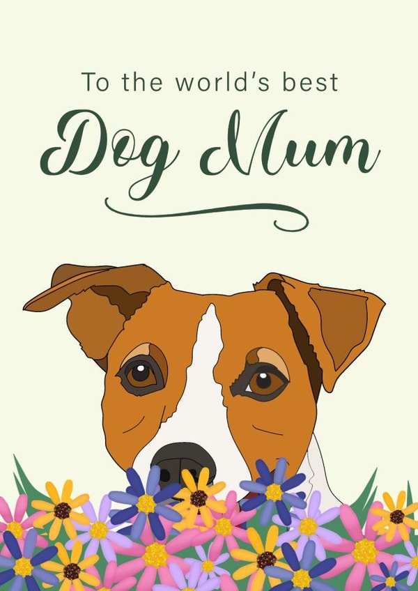 Cute Mother's Day Card - Jack Russell - World Best Dog Mum created by Dolli Does Design