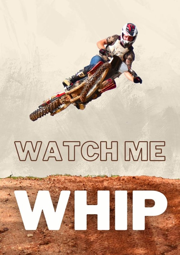 Watch Me Whip Motocross - Dirt Bike Pun - Funny Motocross Card created by Berklesful Designs