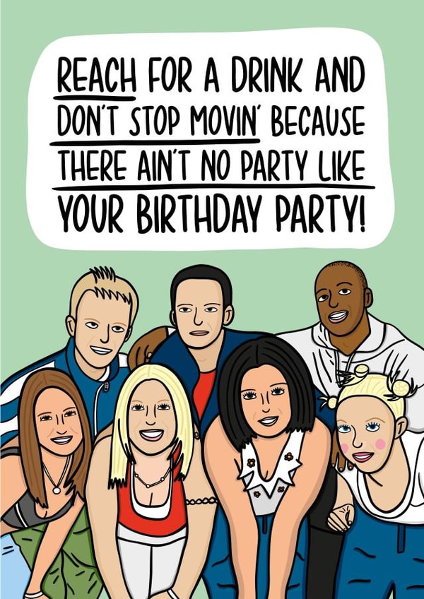 S Club 7 Birthday Card | Funny 00s Nostalgic Card created by TeePee Creations