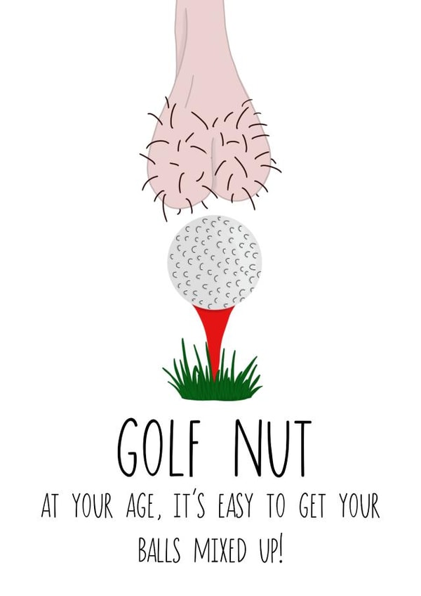 Golf Ball Rude Birthday Card-Funny Bollock-Golf Fan-Funny Saggy Balls Card created by Beth Williams