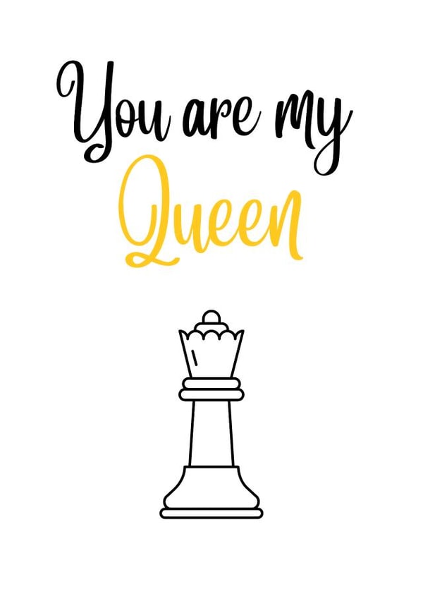 Queen Anniversary Card - Valentines Card - Birthday Card - Chess Queen created by Berklesful Designs
