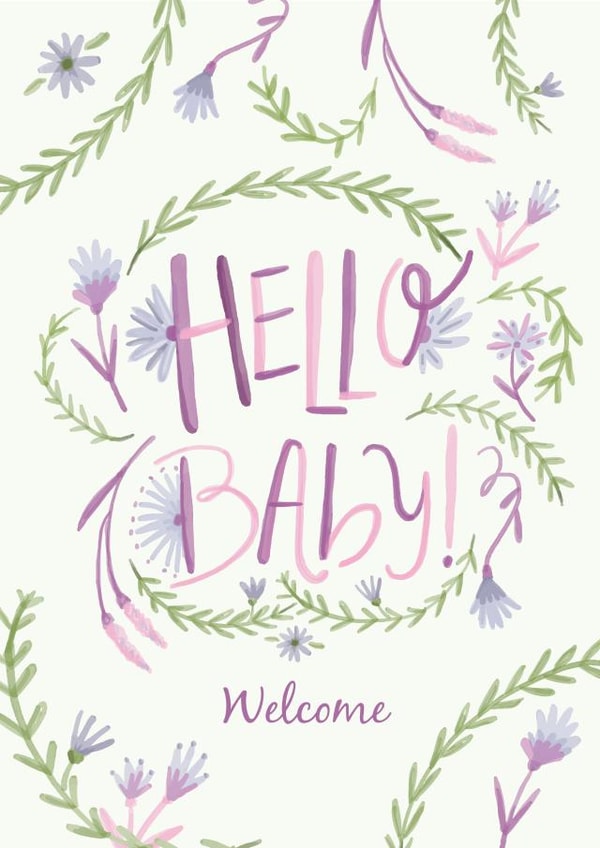 Cute New Baby Card - Hello Baby - Welcome created by Just Words