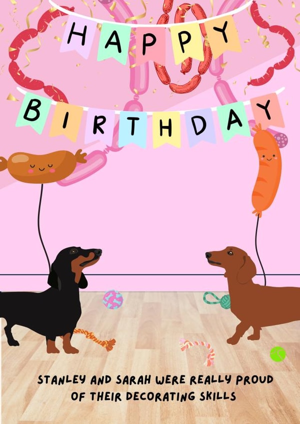 Sweet Cute Dachshund Happy Birthday Card Sausage Party created by Phoenix Fyre Cards