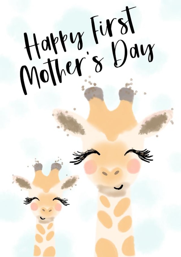 Sweet First Mother’s Day Card - Mummy and Baby Giraffe created by Paper Wishes Co
