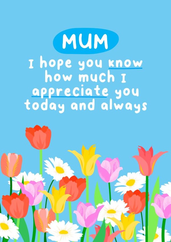 Heartfelt Mother's Day Card - Mum - Floral Appreciation created by ellavation studio