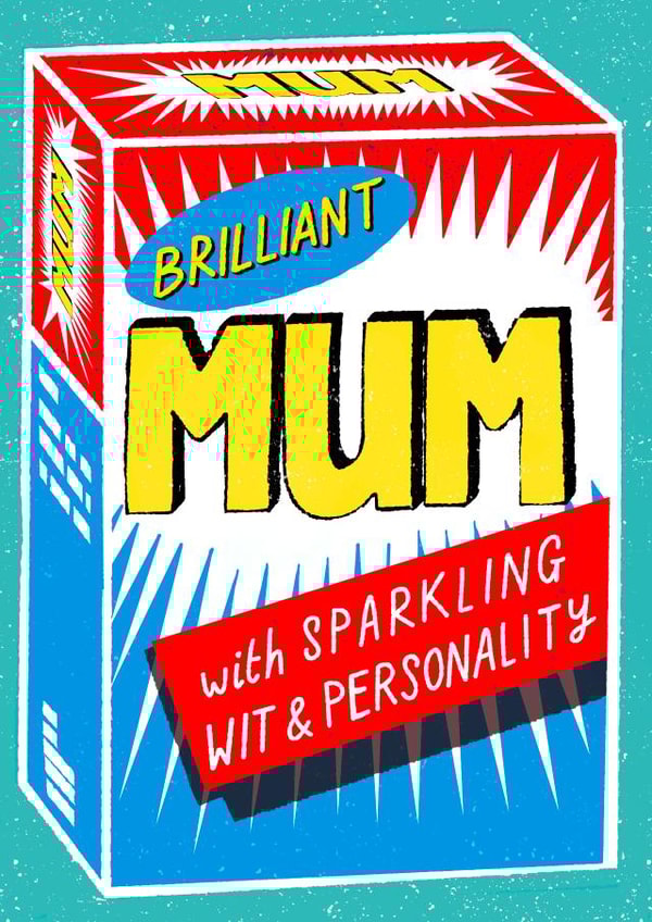 Funny Mother's Day Card - Brilliant Mum Washing Powder box created by Rebecca McConnachie