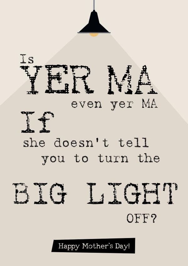 Funny Northern Ireland Mother's Day Card: The Big Light and your Ma. created by smALL Prints NI