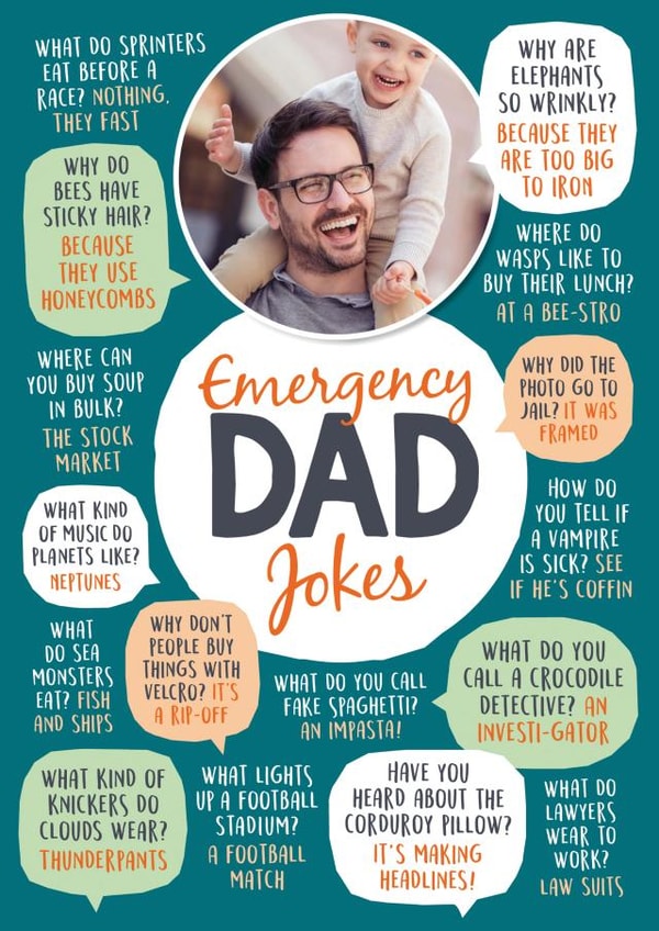 Funny Personalised Emergency Dad Jokes Photo Card / Father's Day Card - For Dad created by Paper Plane