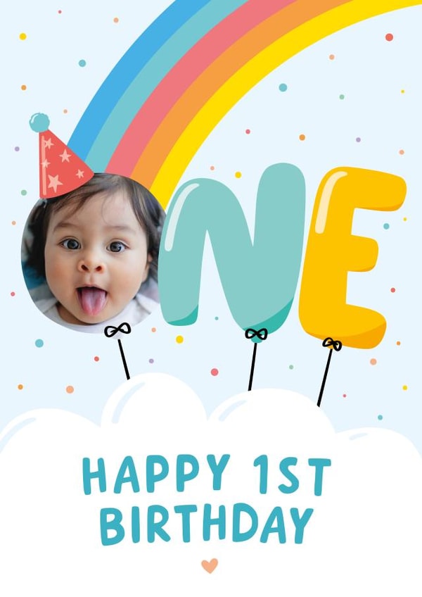 1st one Birthday Personalised Photo Card 4053 created by Macie Dot Doodles