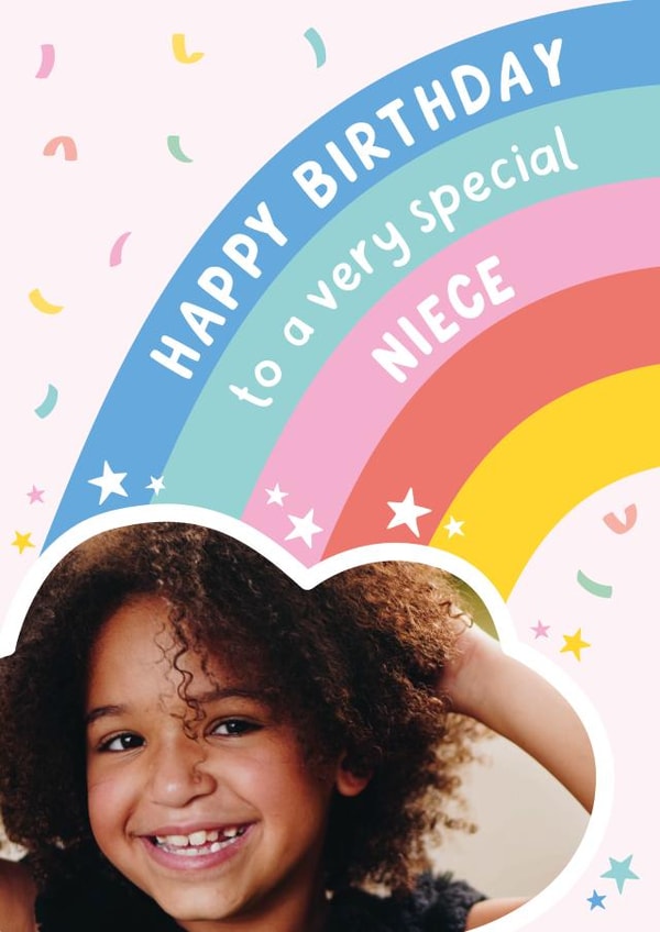 Cute Birthday Card - Rainbow - Very Special Niece created by Macie Dot Doodles