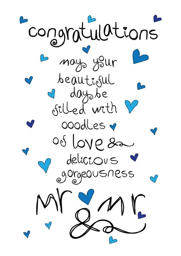 Congratulations Mr & Mr - Wedding, Anniversary or Engagement Card for Husbands created by Love and Happy Stuff