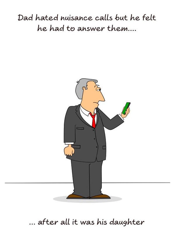 Funny Father's Day Cartoon Card From Daughter - Nuisance Calls From Kids created by Swizzoo