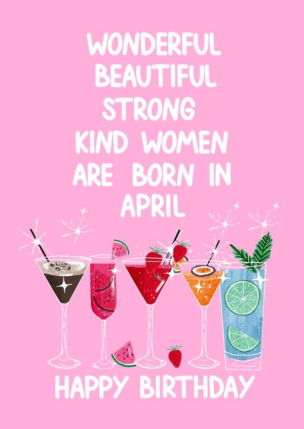 Cute Birthday Card - April - Cocktail - For Her created by Naughty Nice