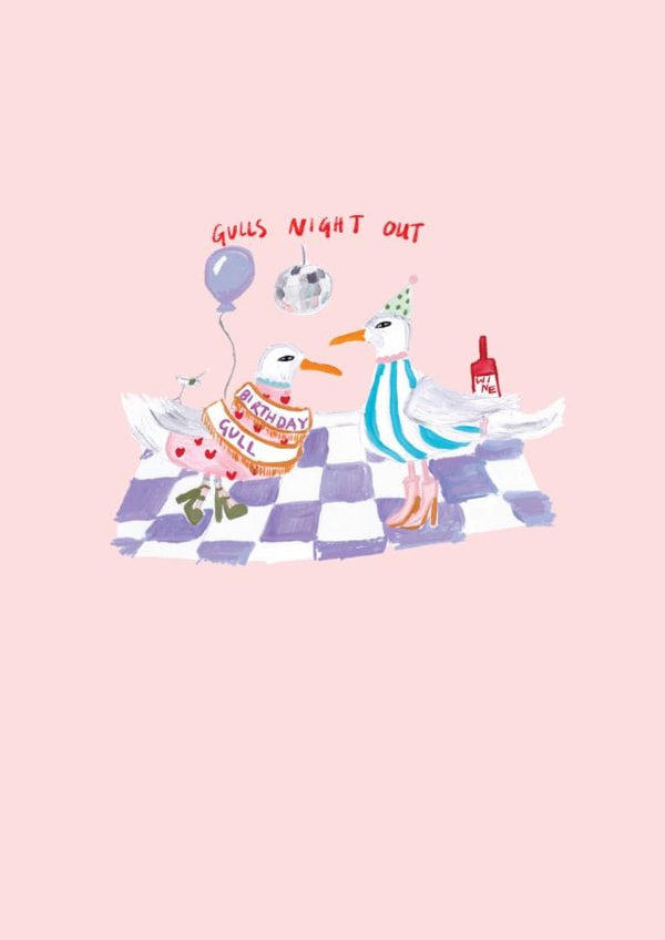 Fun card for a ladies birthday. Seagulls on a night out. created by Inked and Pretty