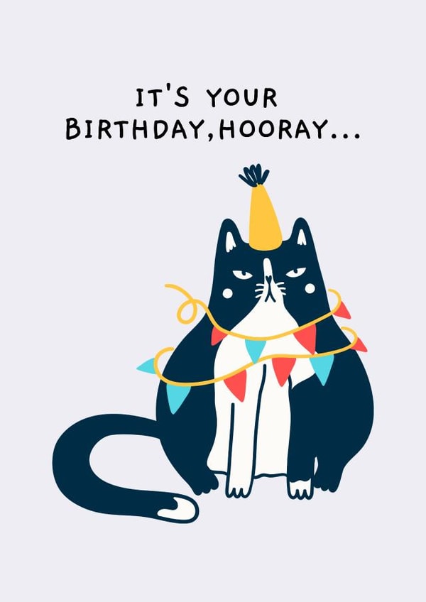 Funny Birthday Card - Grumpy Cat - Hooray created by Ink Icons 