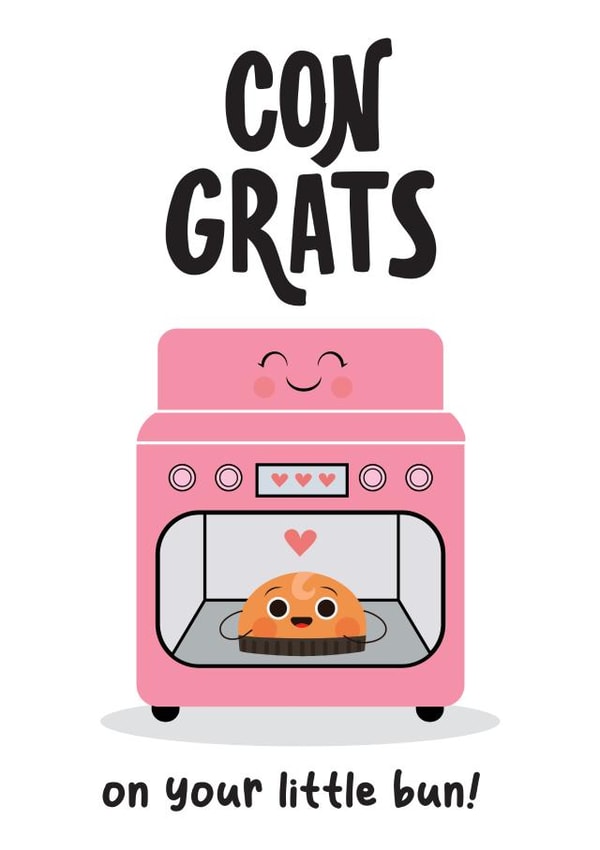 Pregnancy Congratulations Card, Bun In Oven, Mum To Be Card, Expecting a Baby created by Pixie Brown