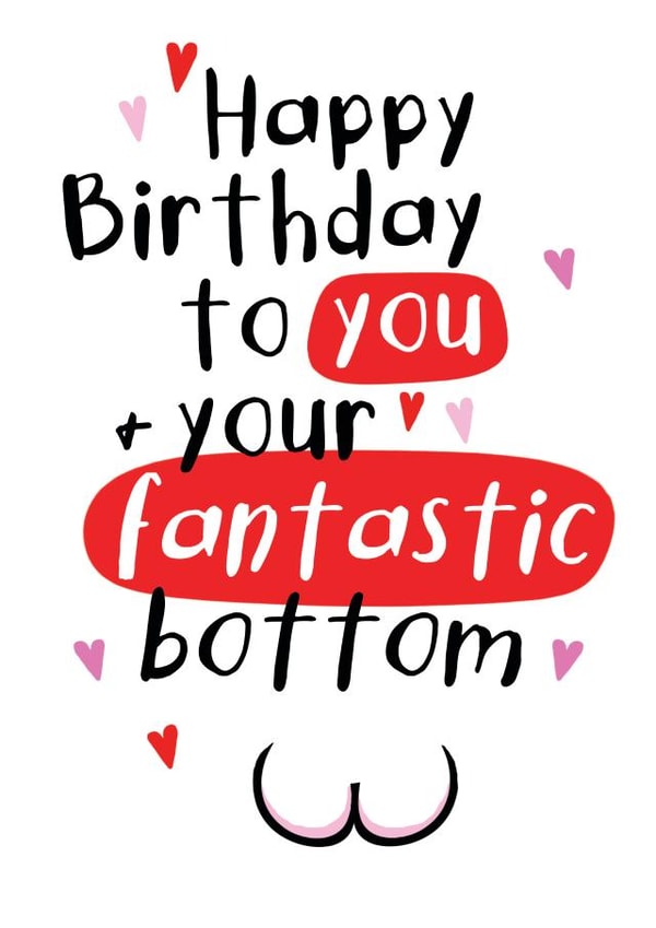 Cheeky birthday card for significant other - fantastic bottom created by CardsByGem