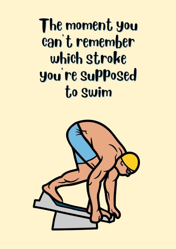 Funny competative swimming birthday card created by suzcreate