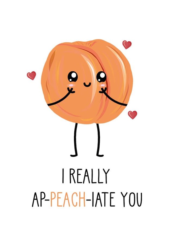 Cute Thank You Card - Peach - Appreciate - Pun created by Just Joy Designs