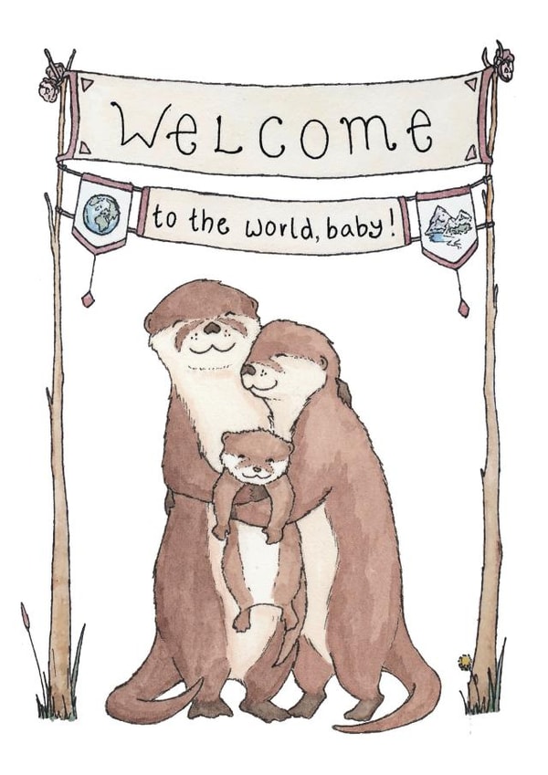 Loving Otters - New Baby Card for Animal-Loving Friend created by Erlenmeyer