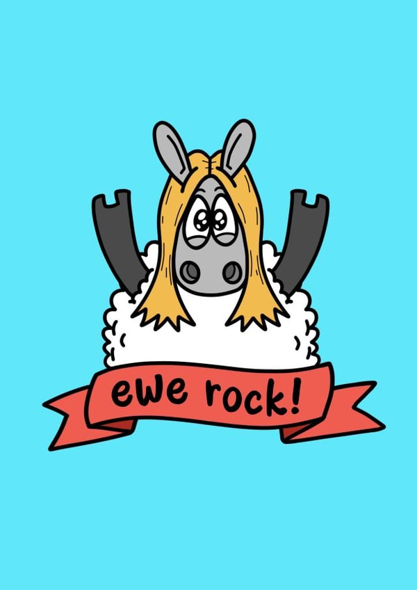 Cute & punny Celebration card - Ewe rock! - Sheep - You Rock! created by Eweniverse
