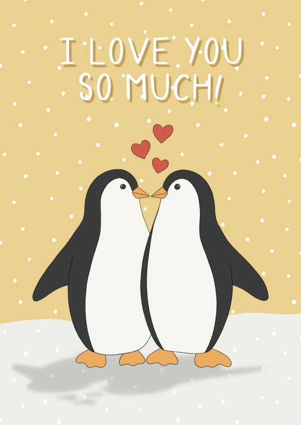 Cute Penguin I Love You Anniversary Card for Significant Other created by SH Designs