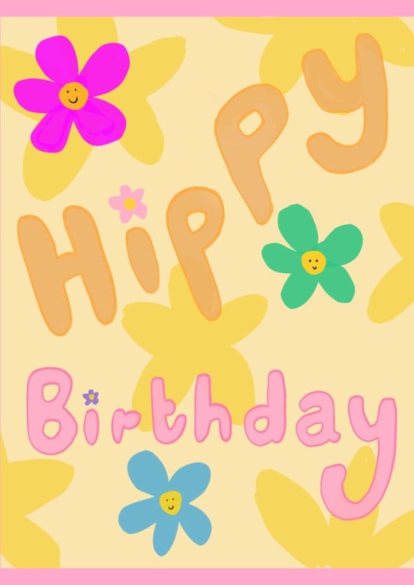 Cute hippy flower birthday card for loved one created by Rudey Wudeys