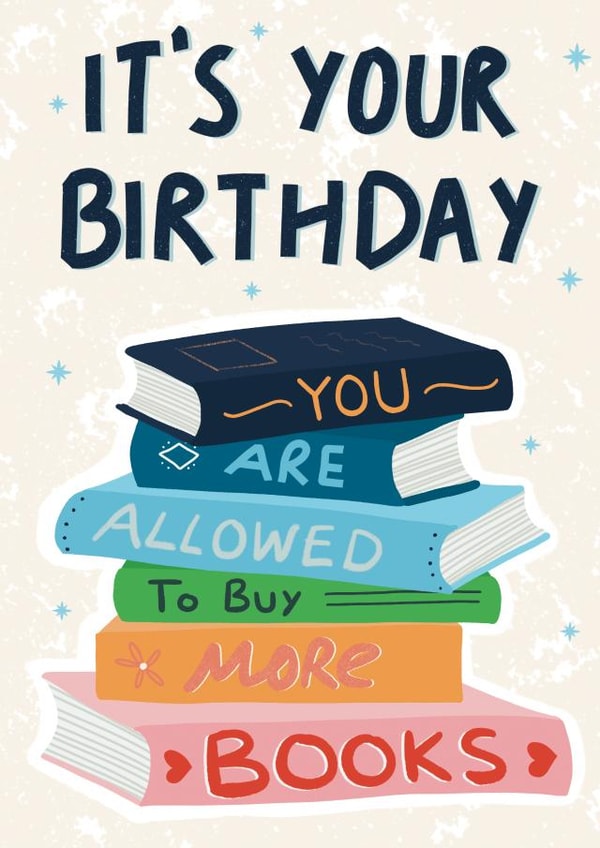 Cute Birthday Card - Bookworm - Buy More Books created by Sweetlove Press