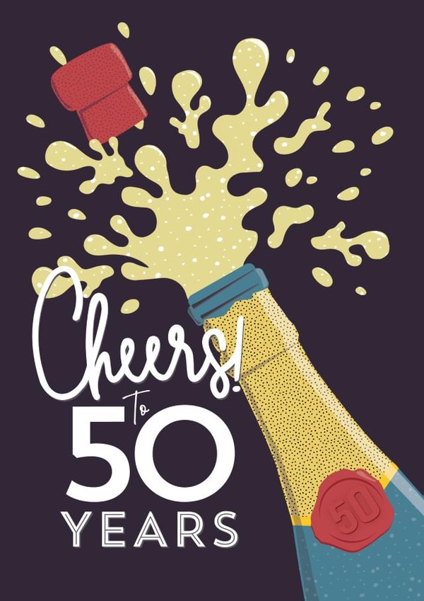Celebratory Birthday/Anniversary Card -  Cheers to 50 Years created by Little Red Cherry