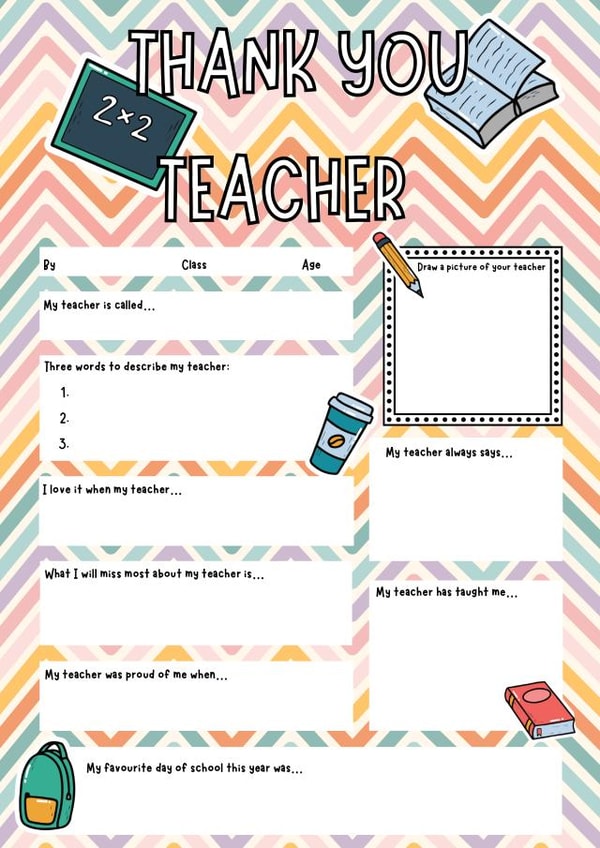 Cute Thank You Card - Teacher - Fill In created by Oh So Jottie Designs 