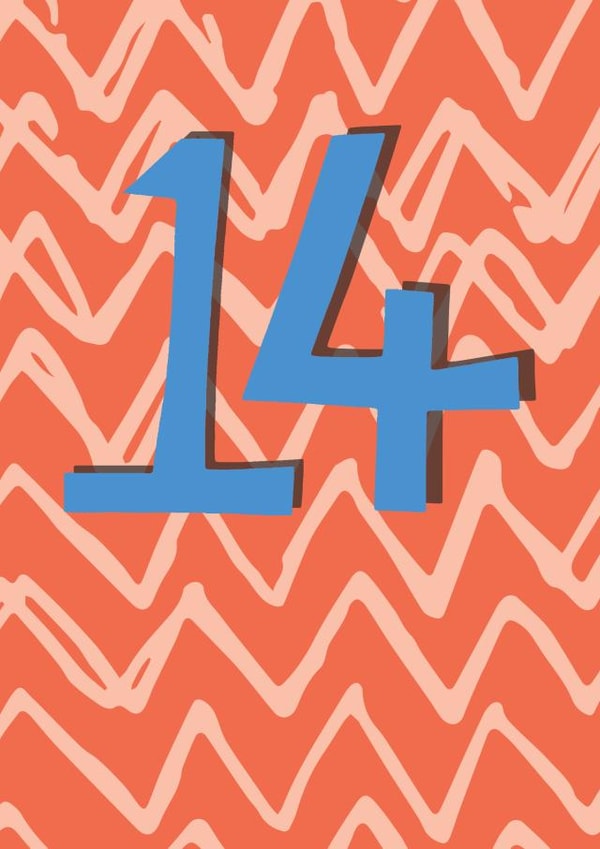 Fourteenth birthday card - 14th birthday card - teenager birthday created by Becka Griffin