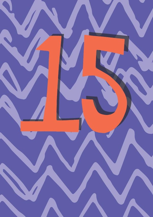 15th Birthday Card - simple teenager age card created by Becka Griffin