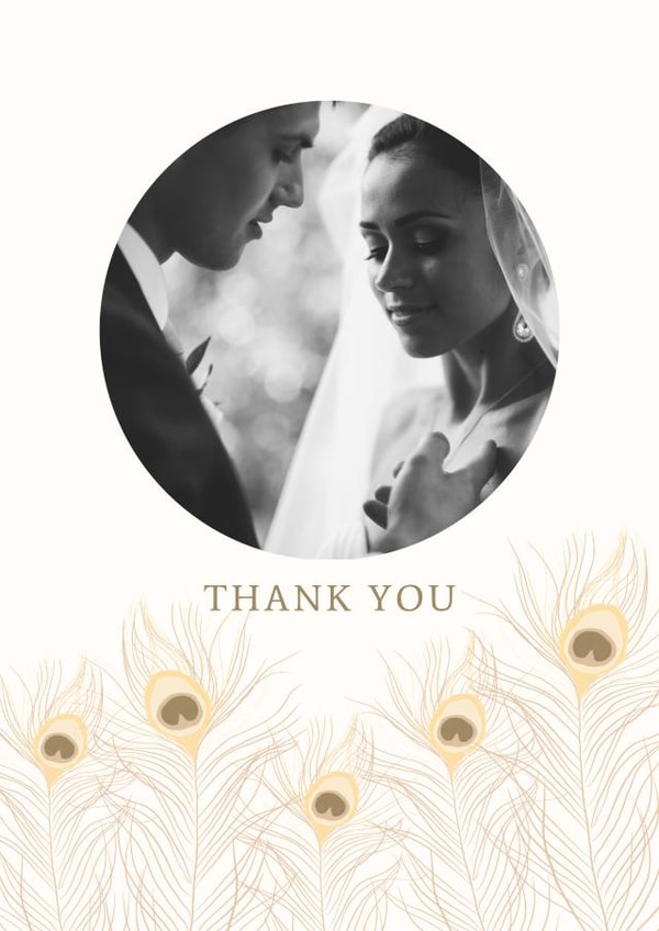 Pretty Personalised Peacock Thank You Card / Photo Card - Thank You created by Parakeets Greets thortful