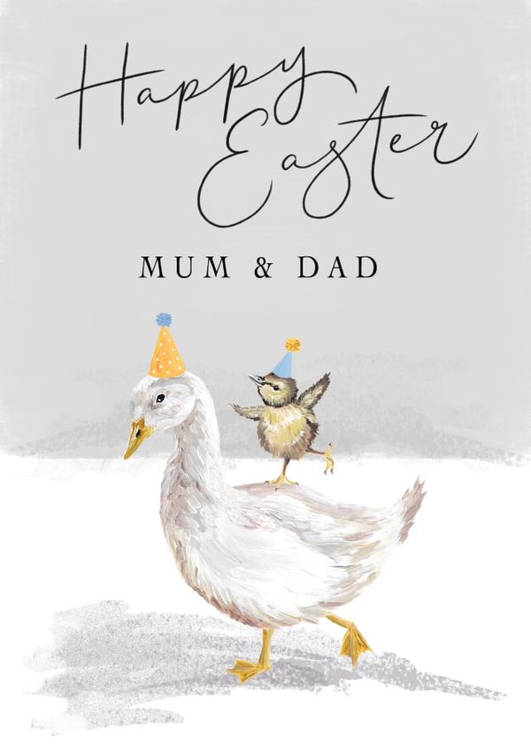 Cute Easter Card - Mum & Dad - Parents - Chick and Goose created by Making Meadows Ltd