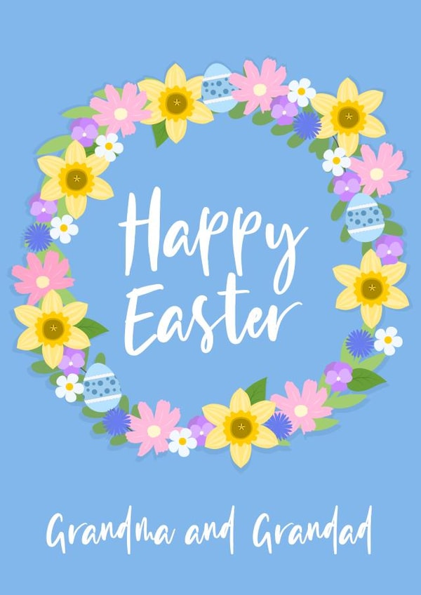 Cute Easter Card - To Grandparents - Wreath created by Abigail Elodie