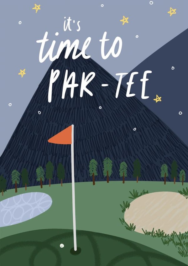 Fun Birthday Card - It's Time To Par-Tee - Funny Golf Themed Card created by Sophie Downes