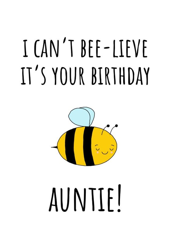 Cute Birthday Card - Bee - Auntie created by Amy (Hedgecards)