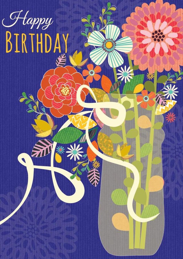 Vintage/traditional Happy Birthday card for a loved one or family member. created by Laura Darrington Design Ltd.