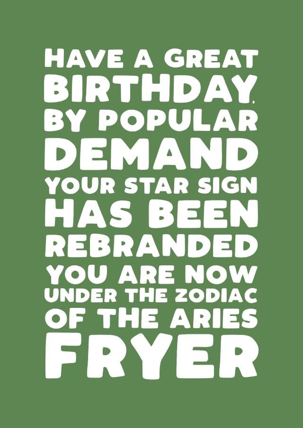 Funny birthday card - Aries - April Birthday - Air Fryer created by Pickled Prints