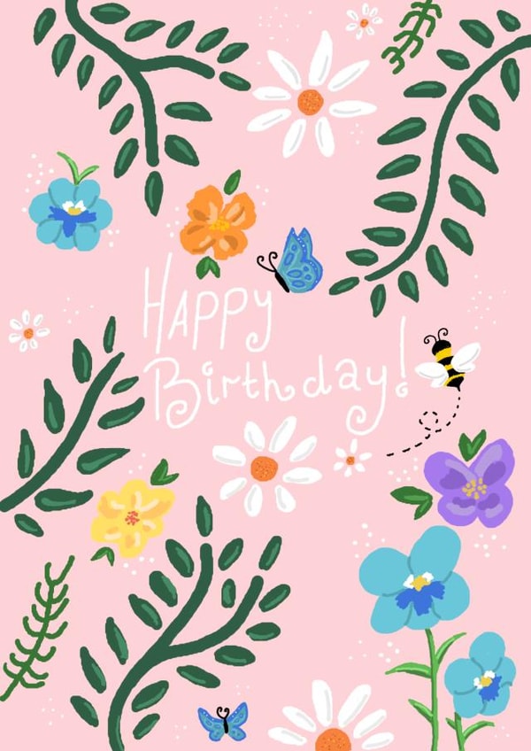 Pretty Spring Card // Nature Card // Floral Card // Bee Card created by Aweirdandwonderful🍄