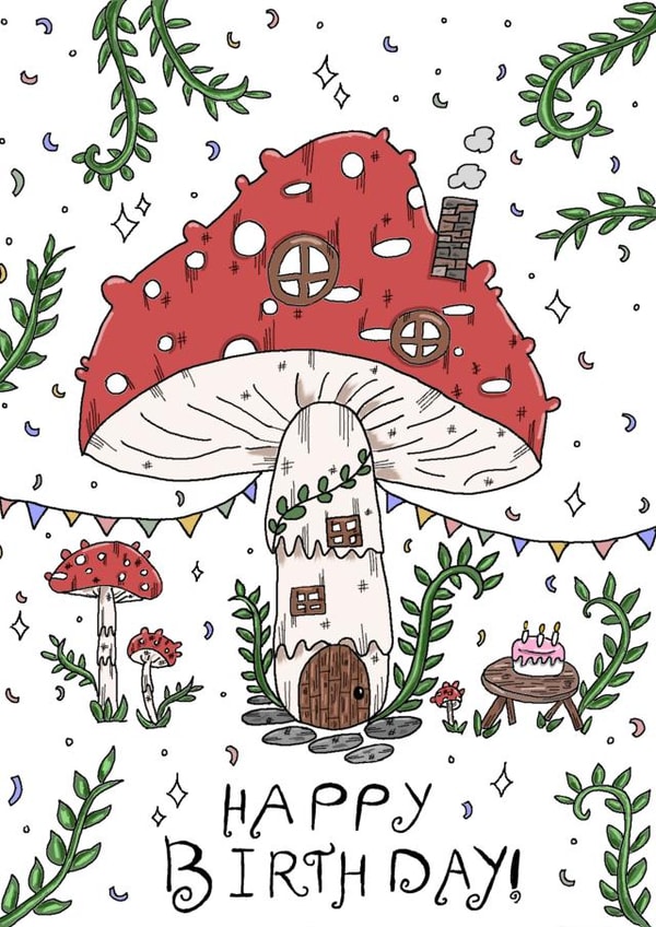 Cute Fairy House Card // Mushroom Card // Fungi Card // Nature Card created by Aweirdandwonderful🍄