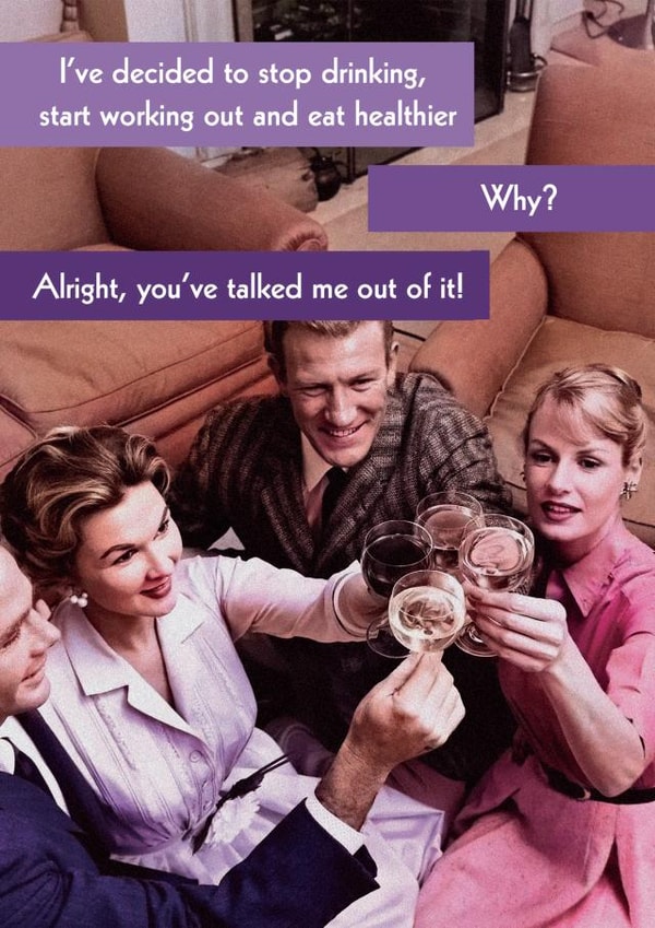 Funny Birthday Card - Eat and Drink Healthier - Retro created by Quitting Hollywood