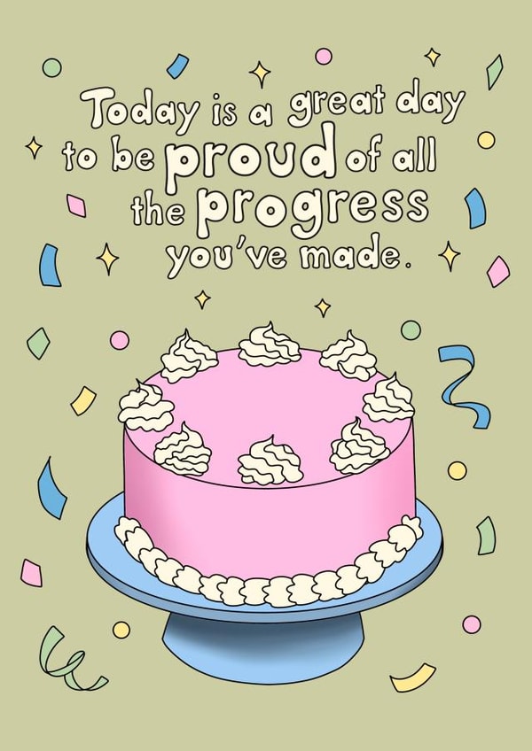 Cute Congratulations cake card for self-confidence - proud of you - self love created by Fantastical Fun Shop
